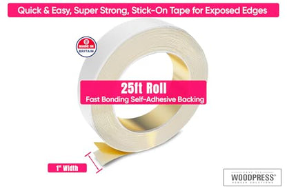 1" Matt White Peel & Stick Melamine Edge Banding, 25 ft - size: 1 inch