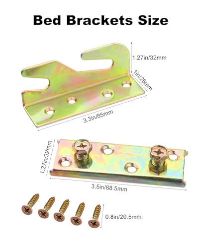 8Sets Bed Rail Bracket Non-Mortise with Screws for Wood Headboard - size: 8 Sets