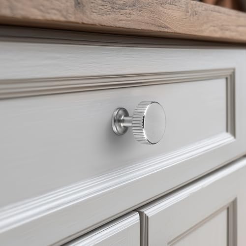 VEHCIL 20 Pack Round Cabinet Knobs Brushed Nickel, Single Hole Silver Kitchen Cabinet Handles Hardware for Cupboard Closet Bathroom Dresser Drawer Knobs, Solid Zinc Alloy - color: Brushed Nickel (20PACK), size: 1.1 Inch