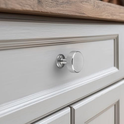 VEHCIL 20 Pack Round Cabinet Knobs Brushed Nickel, Single Hole Silver Kitchen Cabinet Handles Hardware for Cupboard Closet Bathroom Dresser Drawer Knobs, Solid Zinc Alloy - color: Brushed Nickel (20PACK), size: 1.1 Inch