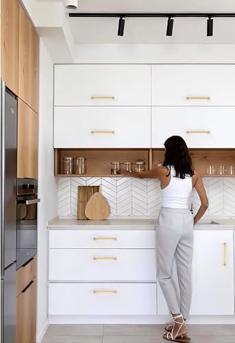 10 Pack Brushed Gold Cabinet Pulls 5 Inch(128mm) Kitchen Cabinet Handles Cabinet Hardware for Drawer Pulls - color: Brushed Gold, size: 5" Hole Center