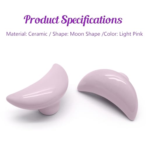 2pcs Ceramic Moon Light Pink Drawer Knobs for Kids - color: Light Pink + Moon Shape, size: 2 Pack