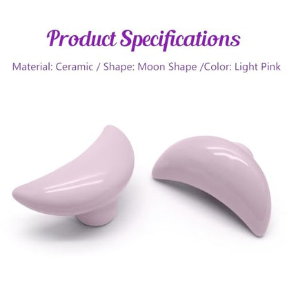 2pcs Ceramic Moon Light Pink Drawer Knobs for Kids - color: Light Pink + Moon Shape, size: 2 Pack