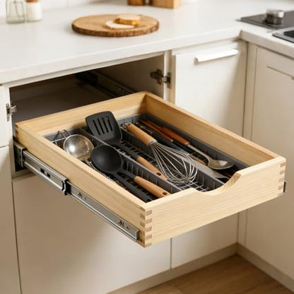 Soft Close Wood Pull Out Cabinet Drawer, 17", Fits 18"+ Opening - size: 17inch