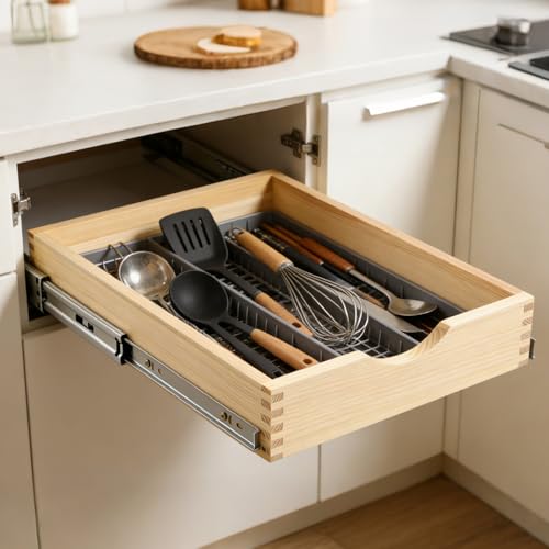 Soft Close Wood Pull Out Cabinet Drawer, 17", Fits 18"+ Opening - size: 17inch