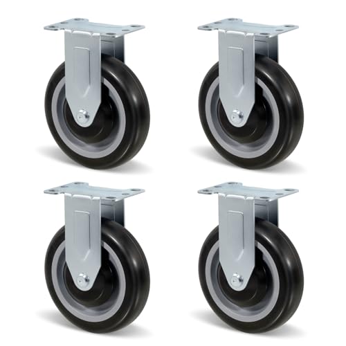 5" Caster Wheels, Heavy Duty Casters Set of 4 with Load 1400lbs Capacity, Polyurethane Shopping Cart Wheels Replacement for Dollies, Platform Trucks(4 Pack Rigid) - style: 4 Pack Rigid