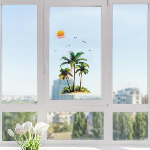 Peacoblue Palm Tree and Sunset Rub On Transfers for Furniture Craft 6"x12" - style: Palm Trees and Sunset