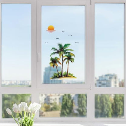 Peacoblue Palm Tree and Sunset Rub On Transfers for Furniture Craft 6"x12" - style: Palm Trees and Sunset