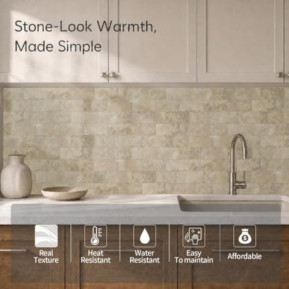 2026 New Upgrade Peel and Stick Backsplash Tile, Peel and Stick 11.34" X 11.57" Wall Tile for Kitchen, Bathroom, Fireplace, Laundry (Beige Ecru, 10 Packs) - color: Beige Ecru
