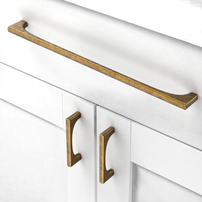 Asidrama 10 Pack 10 Inch(254mm) Brushed Antique Brass Cabinet Pulls Kitchen Cabinet Handles Black Kitchen Cabinet Hardware for Cupboard Drawer 2321 - color: Brushed Antique Brass, size: 10" Hole Center, style: 10 Pack