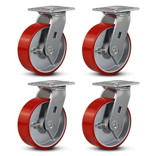 6"x2" Industrial Casters- Heavy Duty casters,Polyurethane Casters Wheel,Capacity up to 5000 Lb. Use for Platform Truck, U-Boat Cart,Workbenches(4 Swivel) - style: 6 inch