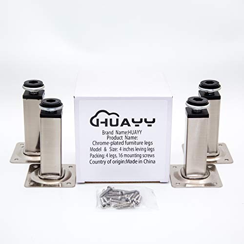 HUAYY Shiny Metal Adjustable Legs | Furniture,cabinets,Table levelers feet | Leveling Foot and Screw mounting Package (Nickel Plating) - color: Nickel Plating