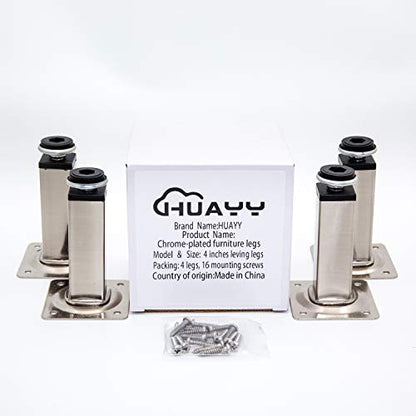 HUAYY Shiny Metal Adjustable Legs | Furniture,cabinets,Table levelers feet | Leveling Foot and Screw mounting Package (Nickel Plating) - color: Nickel Plating