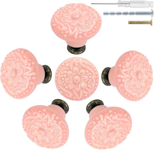 Biaungdo 12 Pcs Pink Ceramic Kitchen Cabinet Knobs - color: Pink