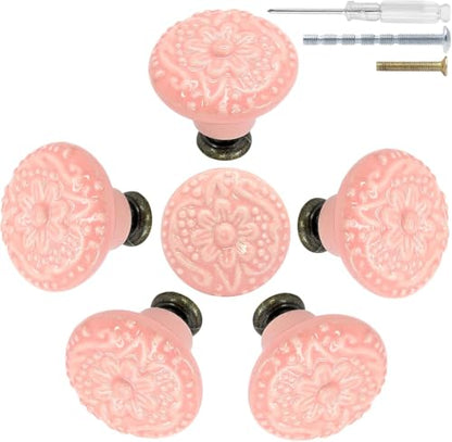 Biaungdo 12 Pcs Pink Ceramic Kitchen Cabinet Knobs - color: Pink