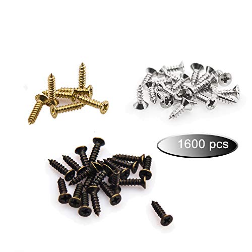 newlng 1600pcs Small Screws 2 * 6/8/10mm Phillips Flat Head Cross Self Tapping Tiny Screw Cabinet Electronic Accessories Screw Multifunctional DIY Micro Woodworking Mini Screw Set Gold Black Silver - color: 2 Combination