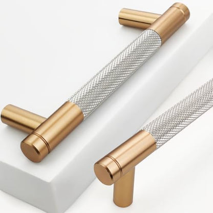 12 Pack 3 3/4 Inch 96 mm Bronze and Nickel Knurled Cabinet Handles Cabinet Pulls Aluminum Handles Drawer Pulls Oxidation Finish with Diamond Pattern 5" Length (3.75" Hole Center) - color: PBronze and Nickel, size: 3 3/4 Inch