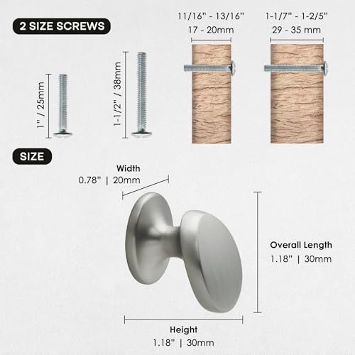 4 Pack Cabinet Knobs Brushed Nickel Solid Zinc Alloy Oval Knobs for Drawer Dresser Modern Kitchen Cupboard Bathroom Furniture Hardware - color: 4pack - Brushed Nickel, size: Knob
