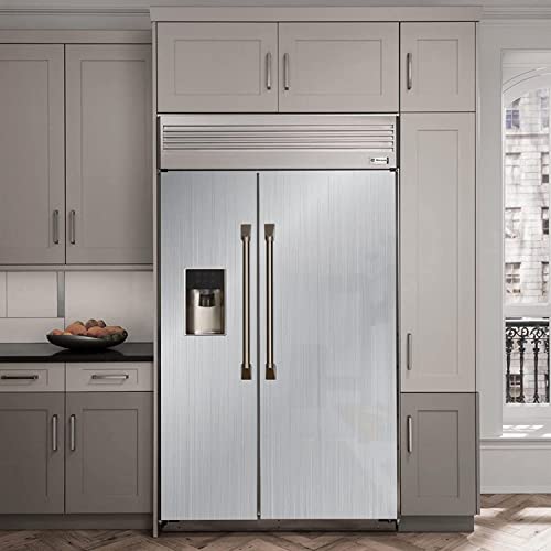 Abyssaly Silver Stainless Steel Peel and Stick Wallpaper Refrigerator Wrap - color: Silver, size: 17.71" X 393.7"
