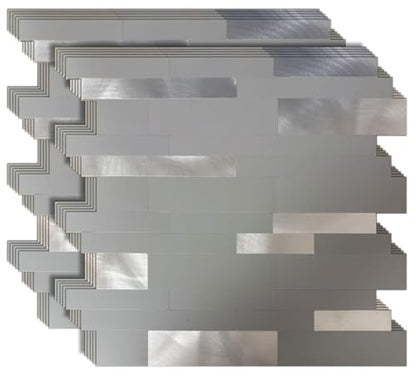 weimeisc10 Pcs Peel and Stick Backsplash Tiles,Grey+Frosted Silver - color: Grey+Frosted Silver
