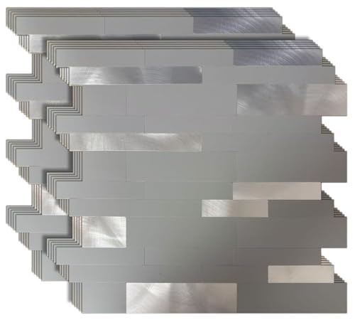 weimeisc10 Pcs Peel and Stick Backsplash Tiles,Grey+Frosted Silver - color: Grey+Frosted Silver