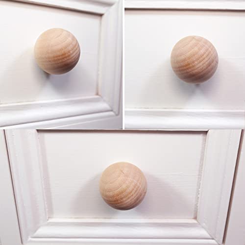 12PCS Wood Ball Knobs 1-1/2 inch Round Wood Drawer Knobs Cabinet Knobs Pull