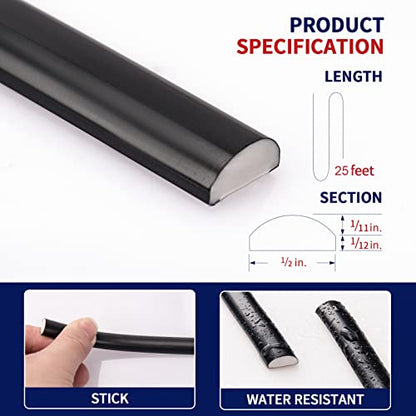 Art3dwallpanels 25 Ft Peel and Stick Trim, Black - color: Black, size: 25 Feet