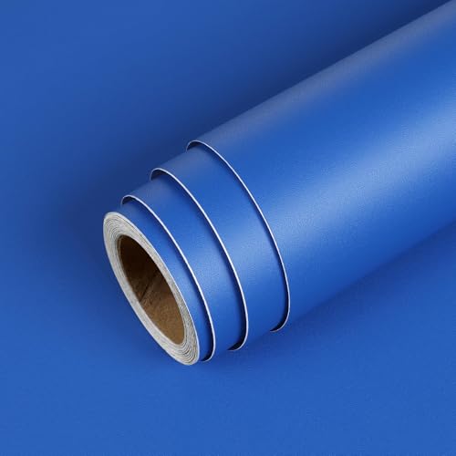 Livelynine 15.8x197 Blue Peel and Stick Wallpaper Removable Wall Paper for Bedroom Boys Room Kids Dorm Self Adhesive Contact Paper Classroom Decorative Royal Blue Vinyl Wrap for Cabinets Drawers - color: Sapphire Blue, size: 15.8" x 197"