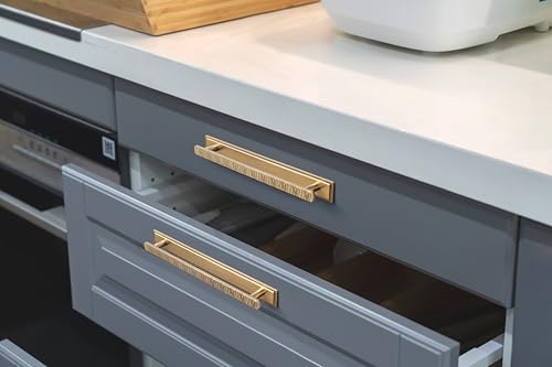 Goo-Ki 2 Packed Champagne Bronze Cabinet Pulls with Grooved Edge Square Backplate- 7.6''(192mm) Hole Centers Zinc Alloy Drawer Pulls in Modern Style - color: Champagne Bronze, size: 7.6 inch (192 mm) Hole Centers, style: Pulls With Grooved Edge Square Bac