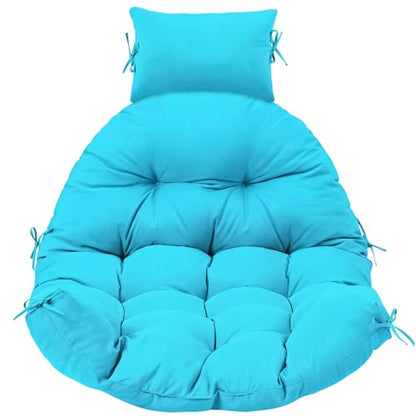 Tudomro Waterproof Egg Chair Cushion with Pillow Filling 2.58 kg Replacement Rocking Wicker Chair Cushion 48" x 32" High Back Hanging Swing Hammock Pad Thicken for Outdoor Patio Garden(Lake Blue) - color: Lake Blue