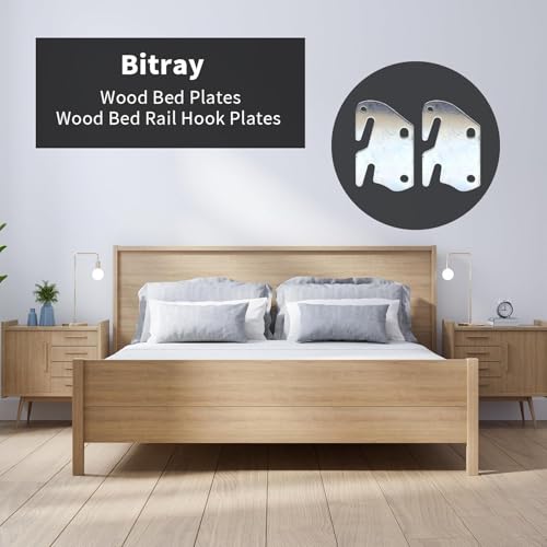 Bitray Wood Bed Plates Rail Hook Plates for Bed Frame Bracket Replacement - style: 8pcs
