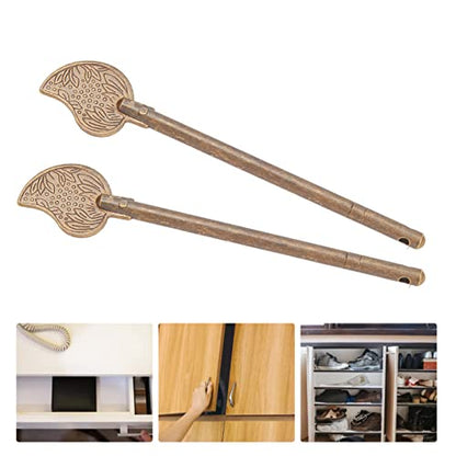 Chinese Leaf Bolt Locking Pin, 4.3in Safety Pure Brass Key Locking Arm for Asian Cabinet Door Chest, Furniture Hardware Locking Up Files