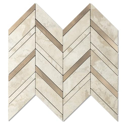 Yipscazo 10-Sheet Herringbone Backsplash Peel and Stick Tile, Light Beig Stone PVC Stick on Backsplash for Kitchen, Waterproof Self Adhesive Wall Tile for Bathroom - color: Light Beige Stone
