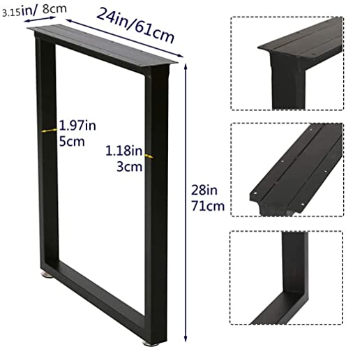 TIEOU Metal Table Legs 28 Inch Heavy Duty Metal Desk Legs Set of 2 28” Height 24” Wide Industrial Table Legs,Black Table Legs,Modern Table Legs - color: Rectangle-shape, size: H28"xW24"