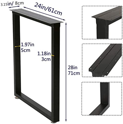 TIEOU Metal Table Legs 28 Inch Heavy Duty Metal Desk Legs Set of 2 28” Height 24” Wide Industrial Table Legs,Black Table Legs,Modern Table Legs - color: Rectangle-shape, size: H28"xW24"