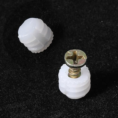 50 Pcs Plastic Dowel Inserts and Mounting Screws for Hinges Plastic Dowels Pre-Inserted Nuts Furniture Fittings for Cabinet Door Connections