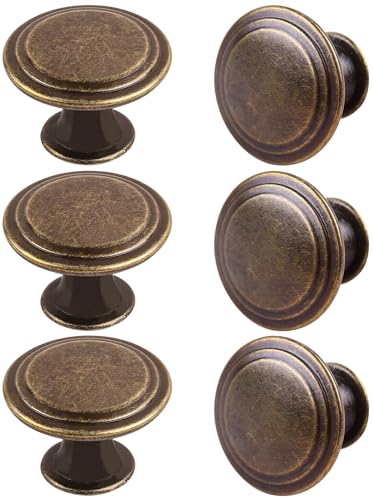 Pack of 6 Flat Round Mushroom Shape Drawer Pulls Anique Broze Furniture Cupboard Zinc Alloy Dresser Knobs Door Window Pull Handles Cabinet Hardware for Closet Wardrobe Pulls with Screws - color: Antique