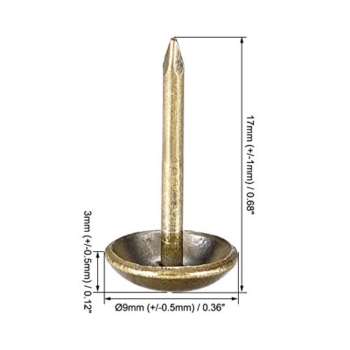 uxcell Upholstery Nails Tacks 9mm Dia 17mm Height Retro Round Thumb Push Pins Bronze Tone for Furniture Sofa Headboards, 100 Pcs - size: 9mm x 17mm