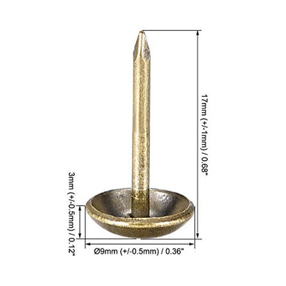 uxcell Upholstery Nails Tacks 9mm Dia 17mm Height Retro Round Thumb Push Pins Bronze Tone for Furniture Sofa Headboards, 100 Pcs - size: 9mm x 17mm