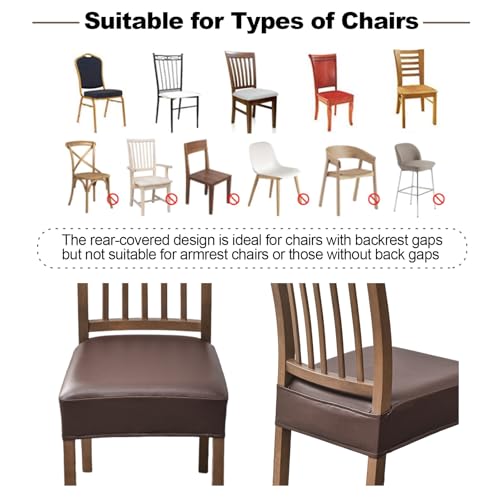 FUANGUI Dining Chair Covers Set of 2, Kitchen Chair Seat Covers - color: Pu-coffce