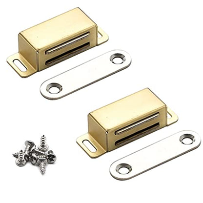 Cabinet Door Catch with Strong Magnetic, 1.2mm Thickness Furniture Latch,Gold(Pack of 2) - color: 2PCS-Gold