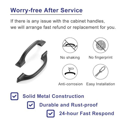 3-3/4 Inch Matte Black Cabinet Pulls Arch Handles 10 Pack P2409 - color: Black, size: 3-3/4" Hole Centers-10 Pcs