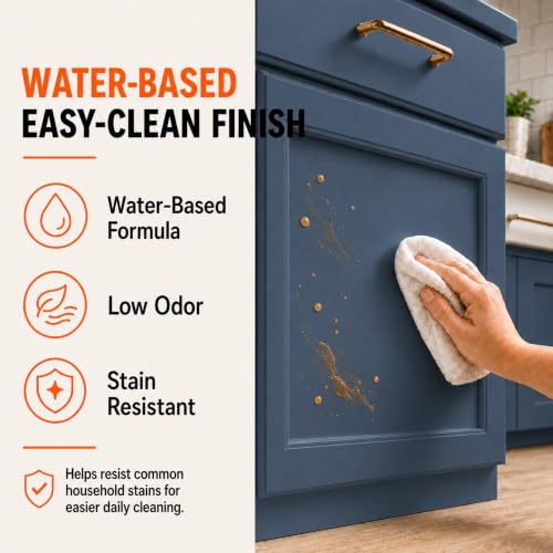 DWIL Cabinet Paint, Water Based Kitchen Cabinet Paint, Furniture Paint, Wood Paint, Low Odor, Fast Drying, Semi-Gloss, 16oz Blue Gray - color: Blue Gray, size: 16 Fl Oz (Pack of 1)