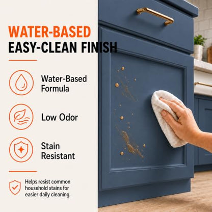 DWIL Cabinet Paint, Water Based Kitchen Cabinet Paint, Furniture Paint, Wood Paint, Low Odor, Fast Drying, Semi-Gloss, 16oz Blue Gray - color: Blue Gray, size: 16 Fl Oz (Pack of 1)