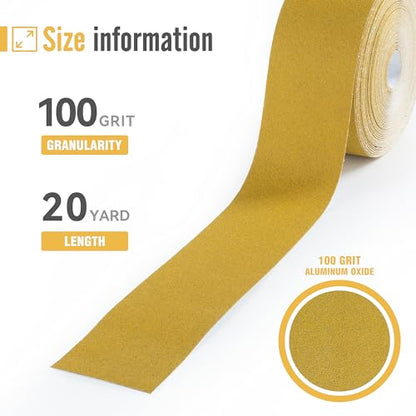 PSA Longboard Sandpaper 100 Grit Sandpaper Roll 20 Yard x 2-3/4” Wide Self Adhesive Stickyback Sandpaper for Woodworking,Automotive,Sanding Blocks - style: 100Grit