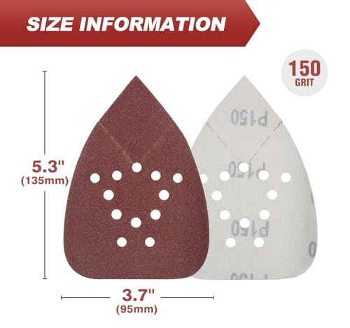 S SATC Mouse Sander Sandpaper 50PCS Mouse Sanding Pads 12 Holes Hook and Loop Sandpaper 150 Grit Detail Palm Sand Paper - style: 50 PCS 12 Hole 150 Grit