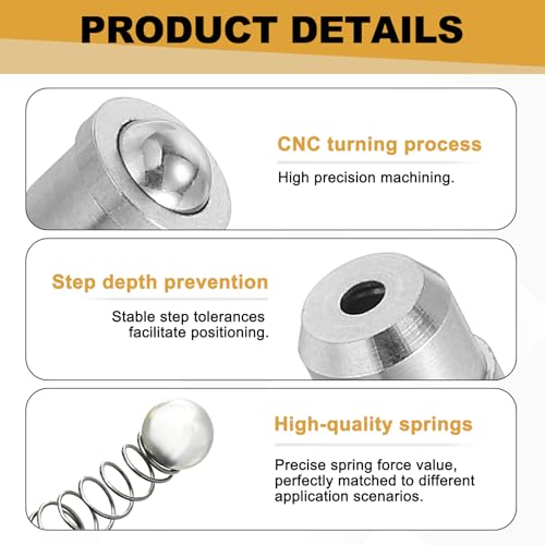 uxcell 10Pcs Stainless Steel Spring Plunger 5x4.5 mm Precision Ball (10N) - size: 5 x 4.5 mm(10N)