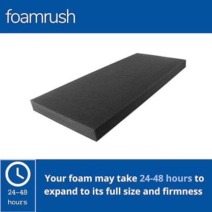 FoamRush 2" x 25" x 32" Charcoal High Density Upholstery Foam (Upholstery Sheet, Foam Padding, Seat Replacement, Chair Replacement, Square Foam, Wheelchair Seat Cushion) Made in USA - color: Charcoal Foam, size: 2" x 25" x 32"