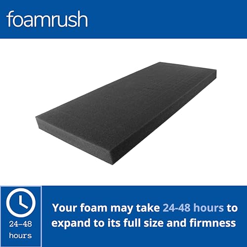 FoamRush 12" x 25" x 32" Charcoal High Density Upholstery Foam Cushion (Upholstery Sheet, Foam Padding, Seat Replacement, Chair Cushion Replacement, Square Foam, Wheelchair Seat Cushion) Made in USA - color: Charcoal Foam, size: 12" x 25" x 32"
