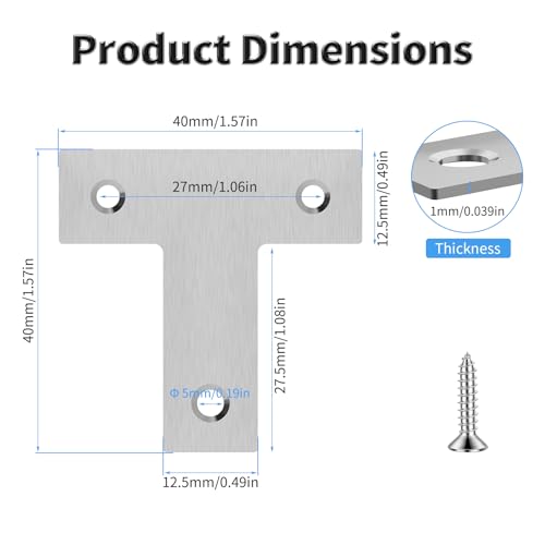 10pcs 40mm Flat T Shape Repair Mending Plate - size: 10Pcs 40 T Shape
